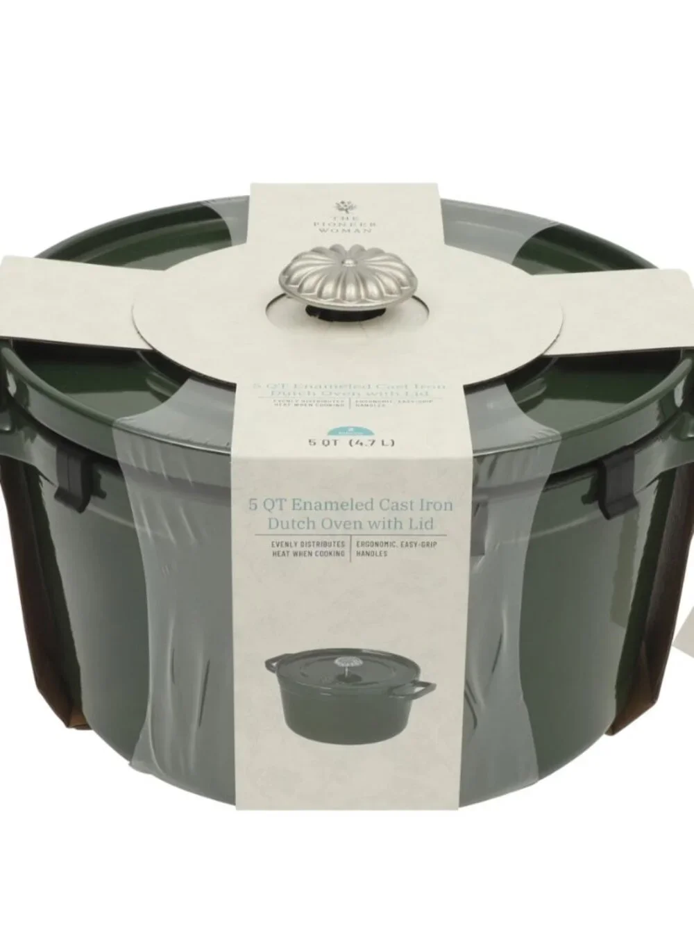 The Pioneer Woman Home Dark Green Agatha Enameled Cast Iron 5-Quart Dutch Oven
